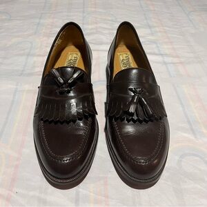 Vintage Steeple Gate Mens Brown Leather Kiltie Tassel Loafers Dress Shoes 9 1/2D
